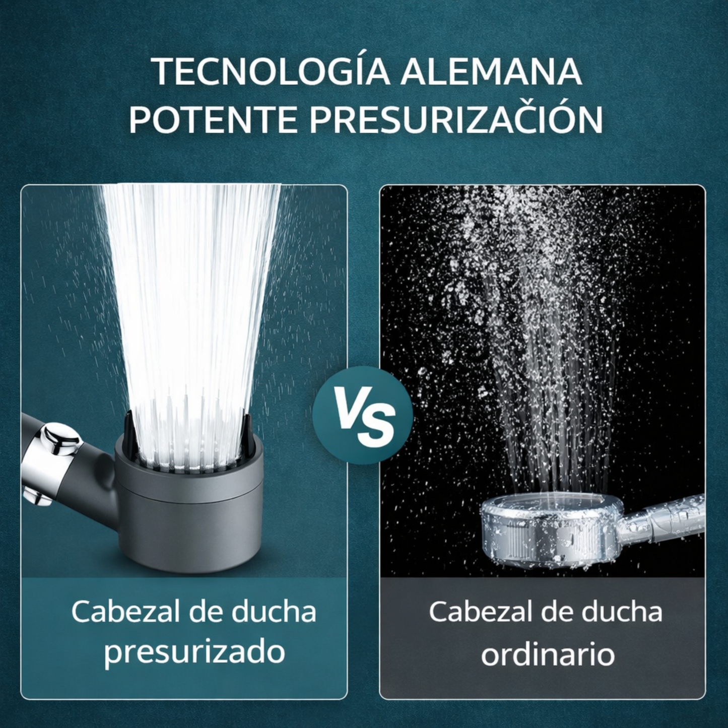 Cabezal de Ducha de Alta Presión con 3 Modos y Control de Agua