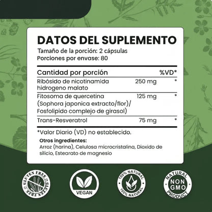 NAD+ Resveratrol: 900g de Vitalidad